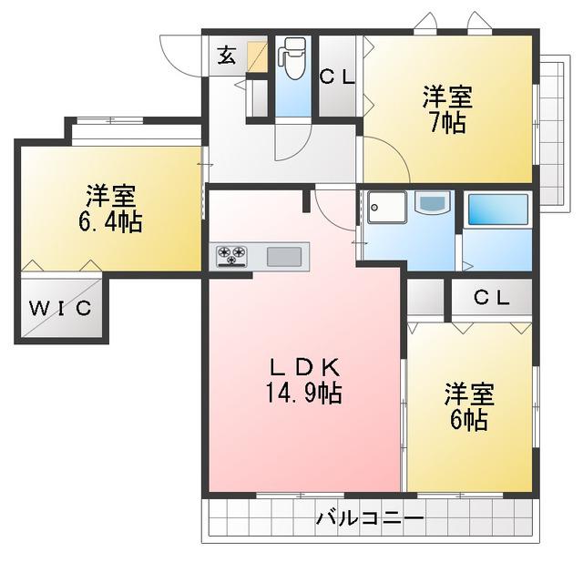 モン・シェリ(3LDK/2階)の間取り写真