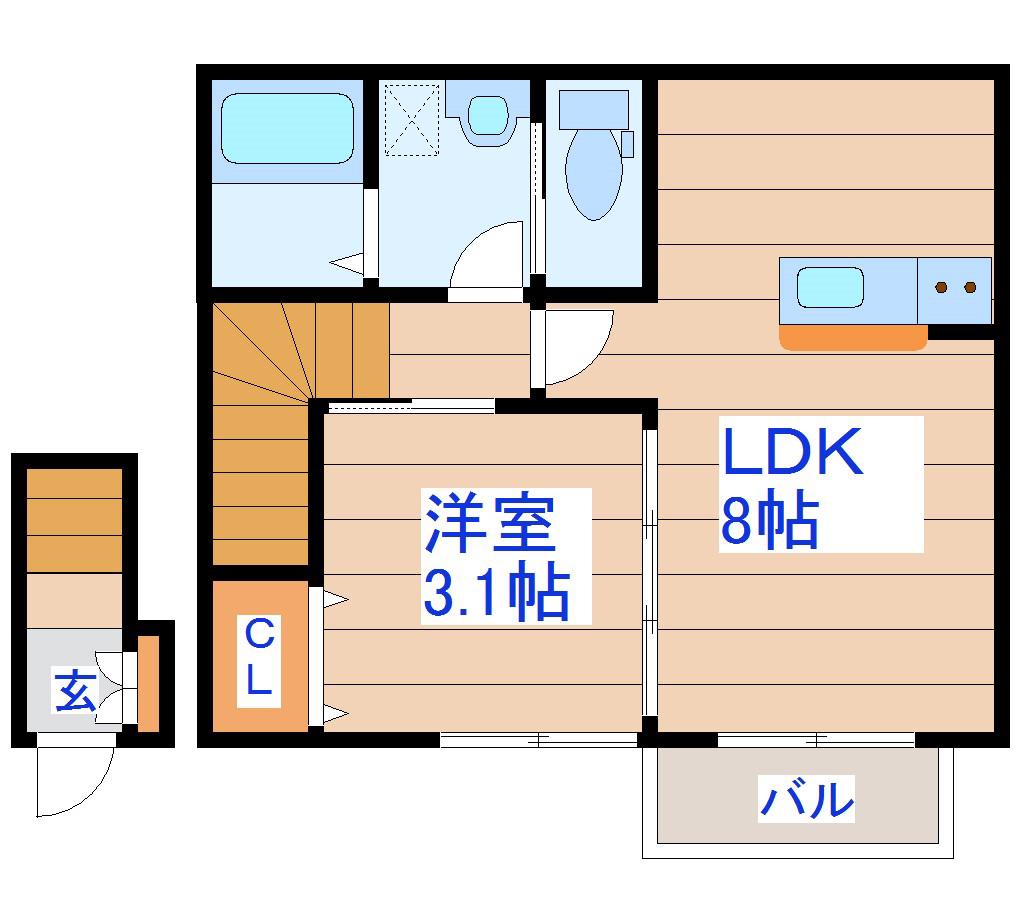 ミルエーラ荒井I(1LDK/2階)の間取り写真