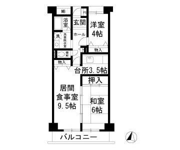 フレール綾瀬1(2LDK/5階)の間取り写真