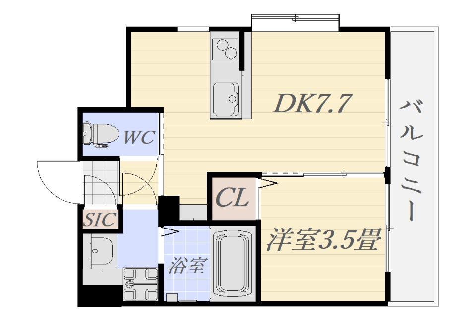 パーシモン上荒田(1DK/5階)の間取り写真