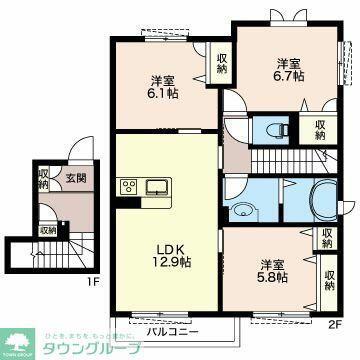 アミコートI(3LDK/2階)の間取り写真