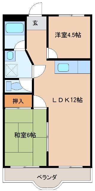 クリーンピア タナベ(2LDK/3階)の間取り写真