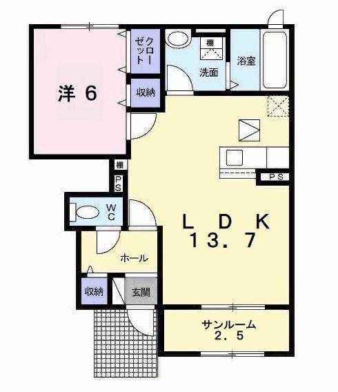 メゾン アプリコット(1LDK/1階)の間取り写真