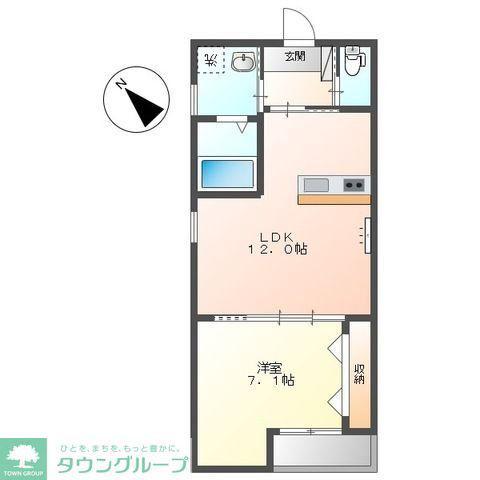 パーシモンズテラス(1LDK/2階)の間取り写真
