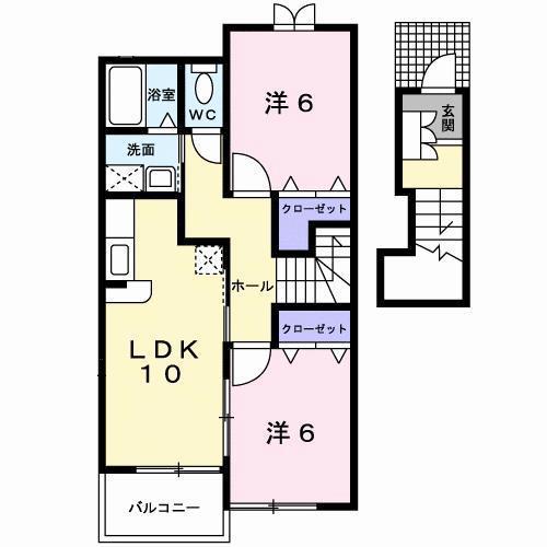 ガーデンハウス.エンドウ(2LDK/2階)の間取り写真