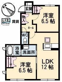 ガーデンスクエアA(2LDK/1階)の間取り写真