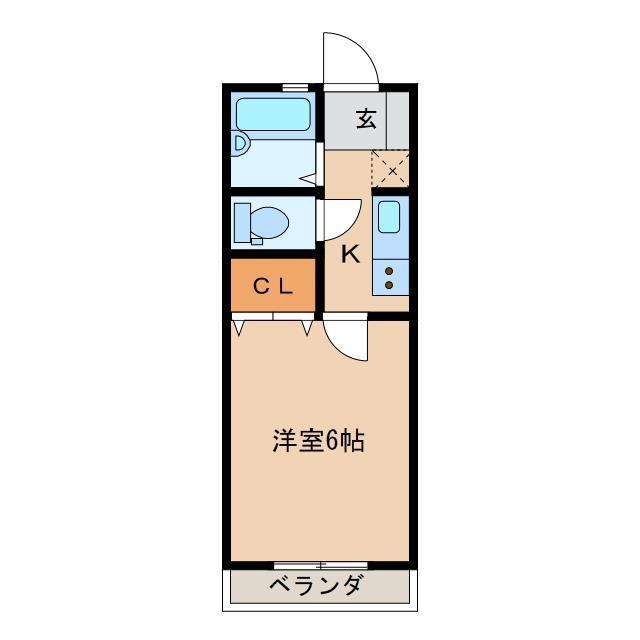 クレスト冬頭(1K/2階)の間取り写真