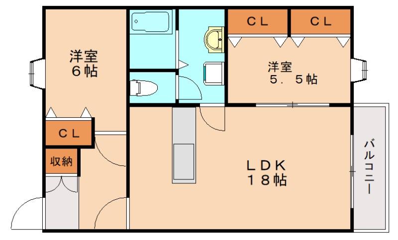 エスポワール(2LDK/1階)の間取り写真