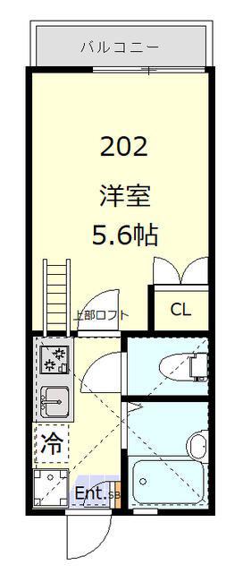 リビアングラス元住吉(1K/2階)の間取り写真
