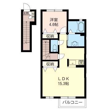 フルールV番館(1LDK/2階)の間取り写真