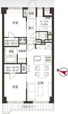 クレール御殿山(2SLDK/3階)の間取り写真