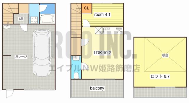 Rガレージ(1LDK/2階)の間取り写真