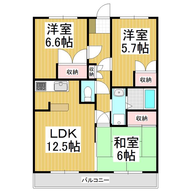 エスト白板(3LDK/2階)の間取り写真