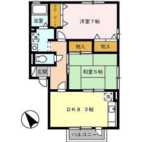 ハイツ末武 II棟(2DK/1階)の間取り写真