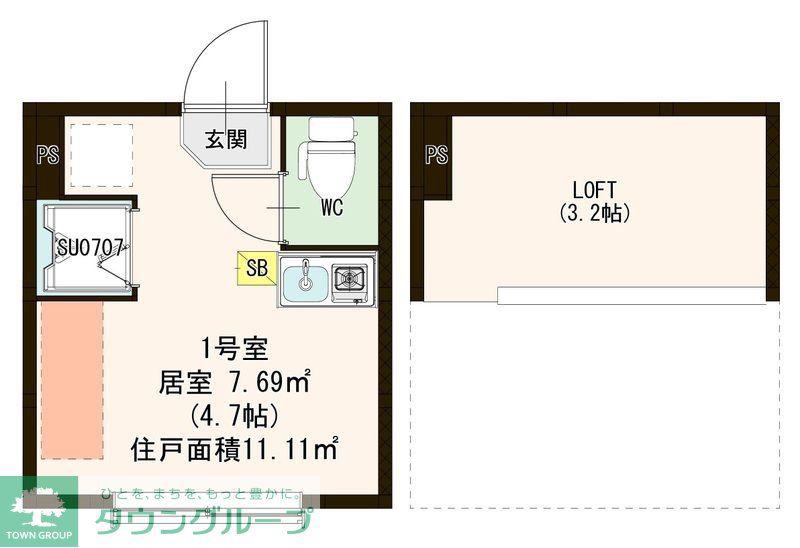 南小岩6丁目AP(ワンルーム/2階)の間取り写真