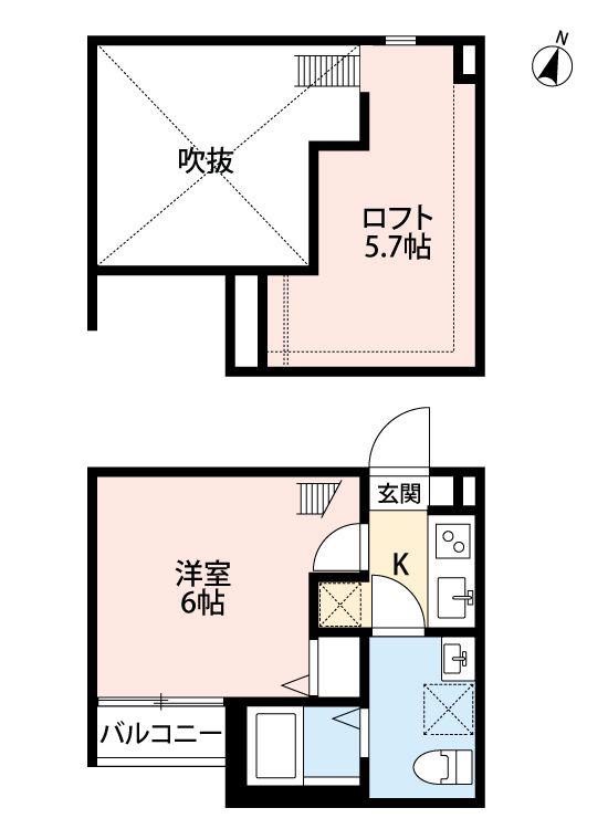 BLOOM(1K/2階)の間取り写真