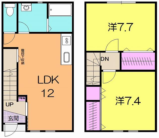 ウエストハウス(2LDK/1階)の間取り写真