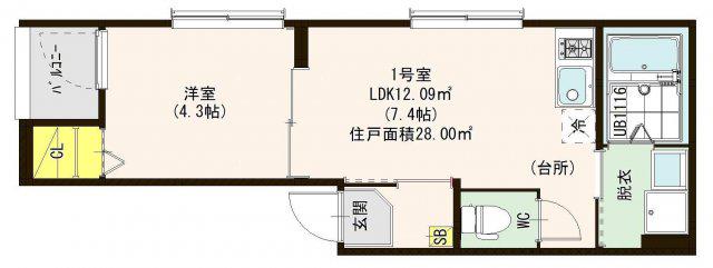 OTTANTATR 西新井(1DK/1階)の間取り写真