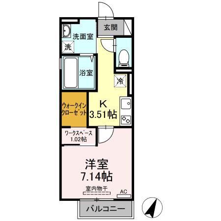 D-ROOMI-A(1K/2階)の間取り写真