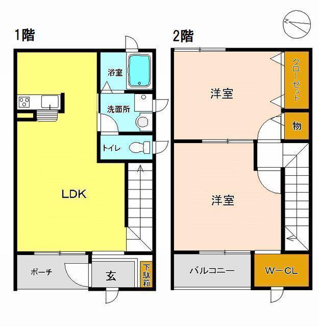 RISETOWN E(2LDK/1階)の間取り写真