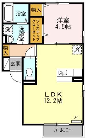 シャルムポポ(1LDK/2階)の間取り写真
