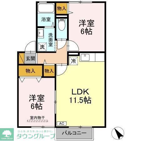 グランパール(2LDK/2階)の間取り写真