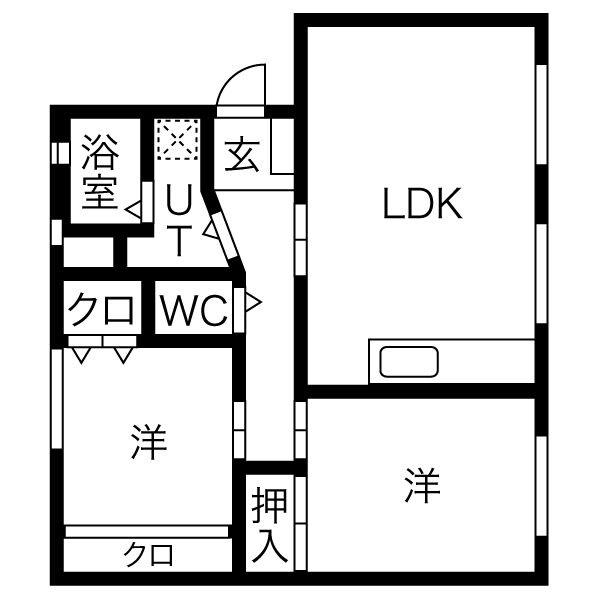 レダン白河(2LDK/2階)の間取り写真