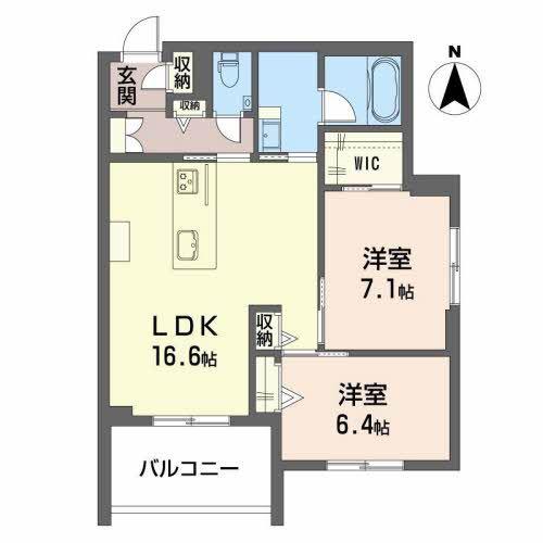 ヴィステリオ プレミア(2LDK/2階)の間取り写真
