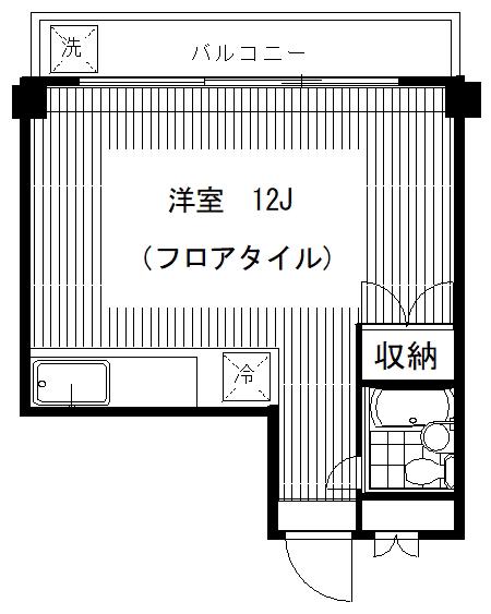 Uハイム(ワンルーム/2階)の間取り写真