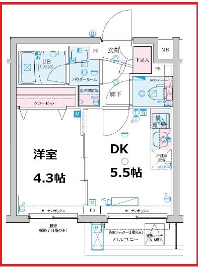 ジェノヴィア京成立石V(1DK/5階)の間取り写真