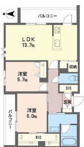シャーメゾン門松(2LDK/2階)の間取り写真