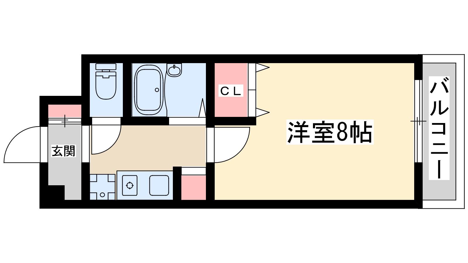 ウインズコート東三国(1K/5階)の間取り写真
