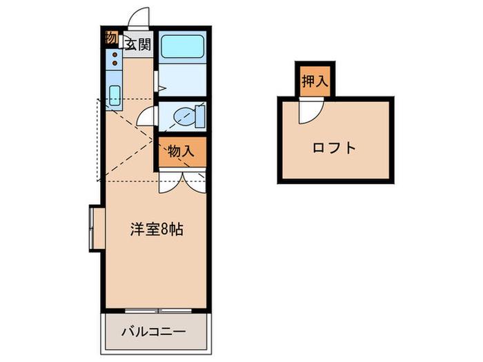 アネット西嶌(ワンルーム/2階)の間取り写真