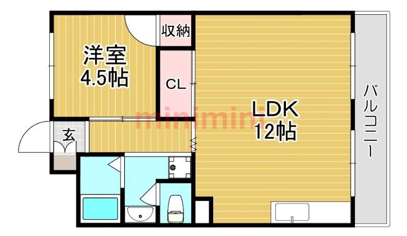 ミタカハイツ(2LDK/4階)の間取り写真