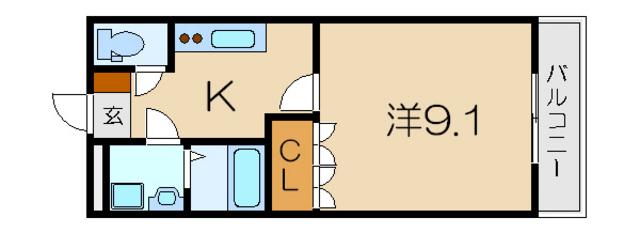 KURUMI(1K/1階)の間取り写真