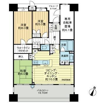 コンフォールスクエアさいたま新都心(3LDK/11階)の間取り写真