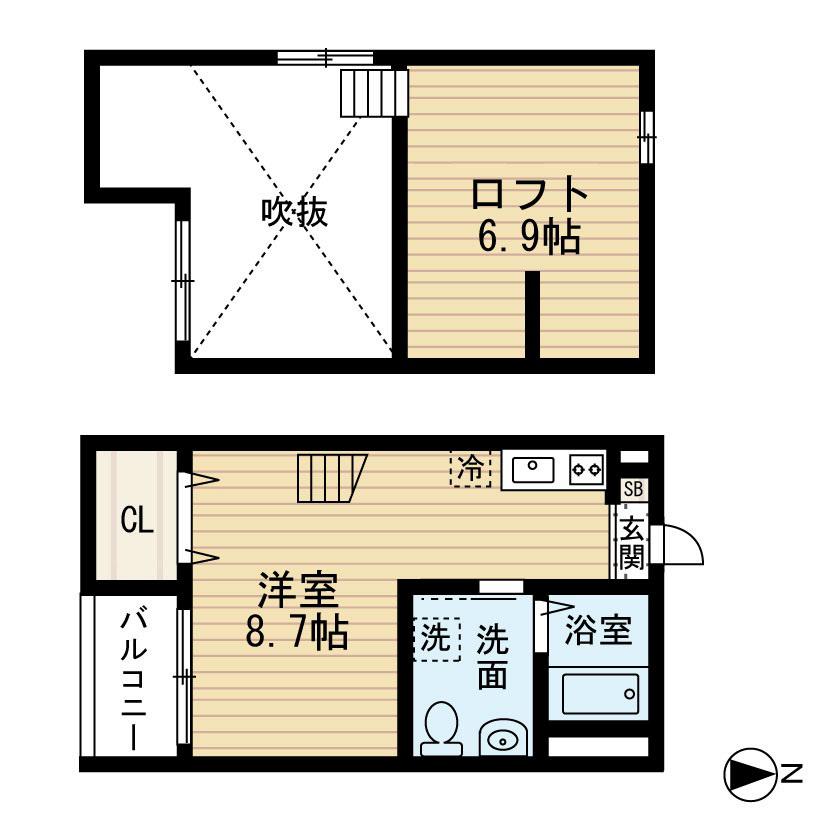 アーク本陣(1K/2階)の間取り写真