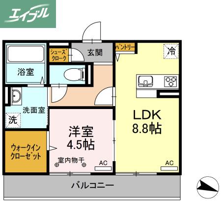 フリージア B棟(1LDK/2階)の間取り写真