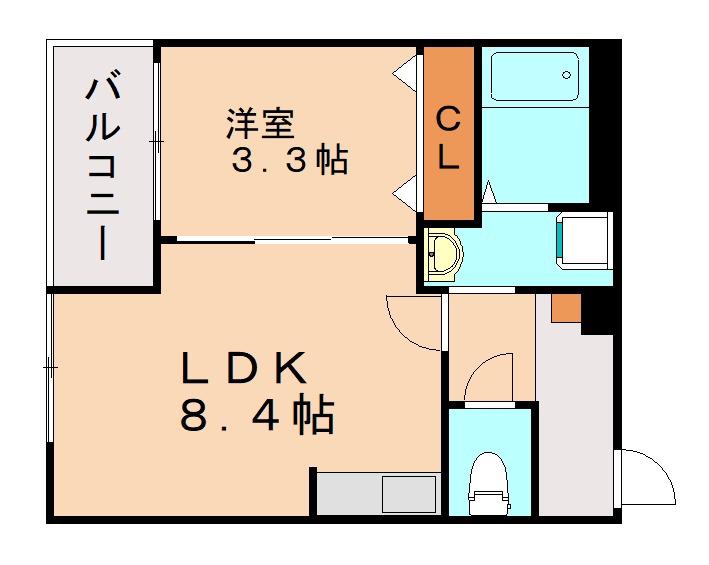 ジーメゾン八幡西ヴェルデ(1LDK/1階)の間取り写真