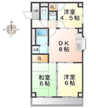 シティマンション イワタ(3DK/1階)の間取り写真