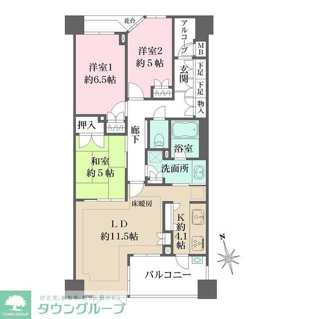 グランスイート三鷹下連雀(3LDK/3階)の間取り写真