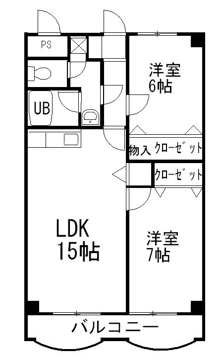 ベルエポック・フジカ(2LDK/2階)の間取り写真