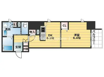 プレサンスタワー北浜(1DK/3階)の間取り写真