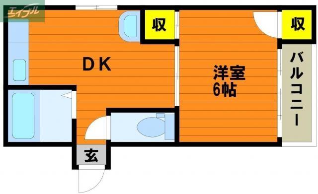 Tコーポ(1DK/3階)の間取り写真