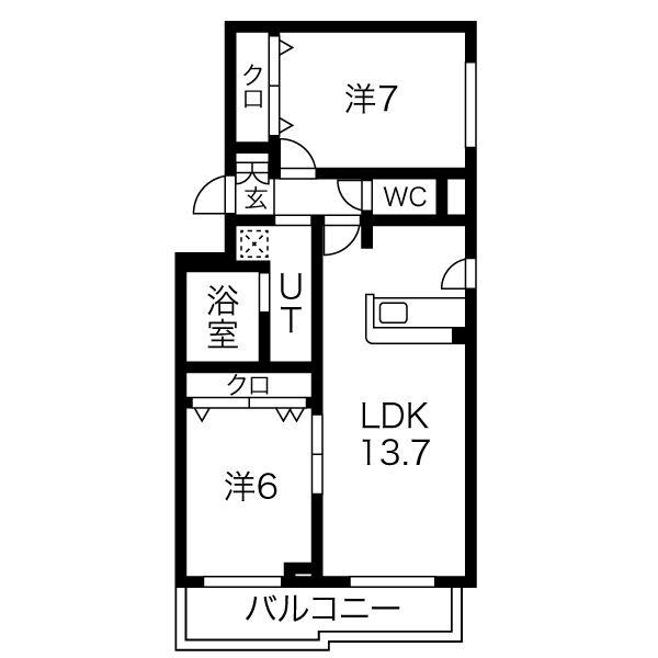 サウスルミナーレ(2LDK/2階)の間取り写真