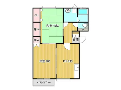 アルナスII(2DK/1階)の間取り写真