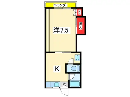 ハイツ八潮(1K/1階)の間取り写真