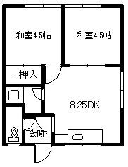 ノエル大町(2DK/2階)の間取り写真