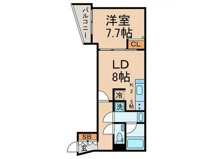 エクセルシオール目黒三田(1LDK/3階)の間取り写真