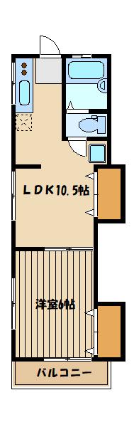アジュール(1LDK/2階)の間取り写真